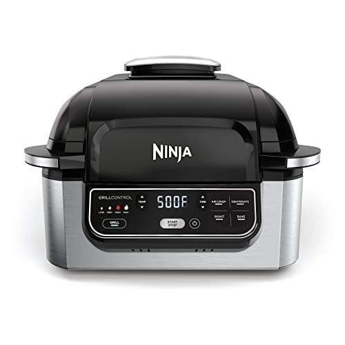Ninja | Indoor Grill | Foodi | 5-in-1 (Grill, Air Fry, Roast, Bake, and Dehydrate | Fits up to 3lb Roast | Smoke Control System and Dishwasher Safe Parts| Black/Grey | AG301 - Image 1