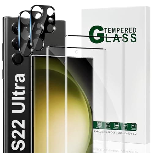 SURFCUZ [2+2 Pack] For Galaxy S22 Ultra 5G 6.8'' Tempered Glass Screen Protector, Camera Protector, 9H Tempered Glass Scratch Resistant, Ultrasonic Fingerprint Support, 3D HD Curved,touch sensitive - Image 1