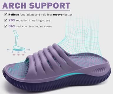 KuaiLu Womens Recovery Sandals Comfortable Plantar Fasciitis Arch Support Ladies Orthopedic Open Toe Slip On Running Sport Walking Slides Thick Athletic Cushion Slippers Summer Sliders Purple Size 9 - Image 3