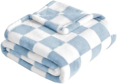 Yurhap Checkered Baby Blanket Fleece Baby Blankets for Boys, Ultra Soft Cozy Fluffy Infant Toddler Newborn Receiving Blankets for Crib Stroller, 30''x40'', Blue - Image 3