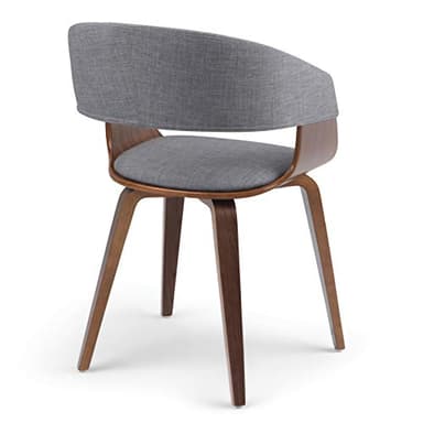 SIMPLIHOME Lowell Dining Chairs - Upholstered Walnut Finish Bentwood Frame and Linen-Style Fabric Kitchen Chair in Light Grey, Modern Dining Room Seating with Curved Back and Padded Seat - Image 9