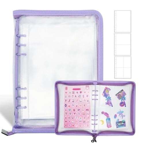 Ruatu Sticker Organizer Binder Sticker Storage Album A5 Sticker Book Collecting Album for Collecting Sticker Reusable Sticker Keeper Holder Book for Adult with Pockets and Zipper (purple)