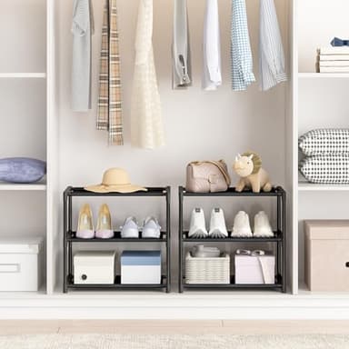 Autonomier 3 Tier Small Shoe Rack, Narrow Stackable Kids Toddler Adult Shoe Storage Organizer Shelf for Closet Floor Front Door Entrance Entryway, Free Standing Shoe Rack Organization Shelves - Image 7