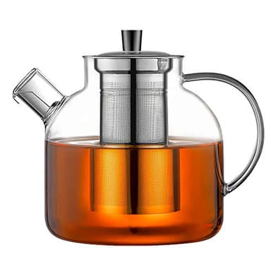 1500ml(50oz) Glass Teapot with Removable Infuser, Ehugos Stovetop Safe Large Tea Pot, Blooming and Loose Leaf Hand Crafted Kettle for Women and Adult with Stainless Infuser - Image 1