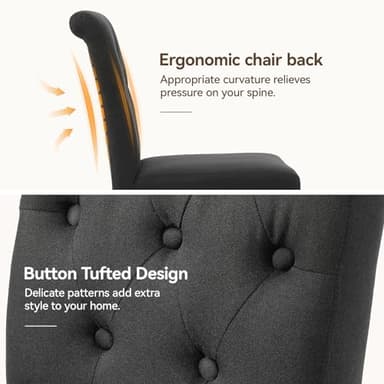 Welzona Upholstered Dining Chairs Set of 4, Button Tufted Parsons Dining Chair with Solid Wood Legs, Modern Fabric Side Chair for Dining Room/Kitchen/Restaurant/Hotel- Black - Image 5