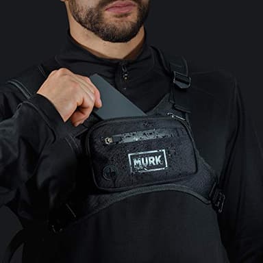 MVRK Water Resistant Chest Pack - Minimalist Running Pack For Workouts, Phone Holder With Extra Storage, Lightweight Running Vest Backpack with Reflective Back (Black) - Image 8