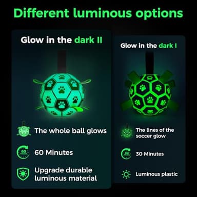 QDAN Premium Glow in The Dark Dog Toys, Dog Ball with Straps, Soccer Ball for Dogs, Outdoor Dog Toys, Pet Birthday Toys, Puppy Essentials for Small to Medium (6Inch) - Image 7