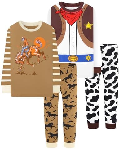 DAUGHTER QUEEN Boys Pajamas 18-24 Months Cowboy PJs 100% Cotton Long Sleeve Pj Sets Baby Toddler Sleepwear Costume Jammies Horse Clothes Outfits 18m/Mo, 24m/Mth - Image 8