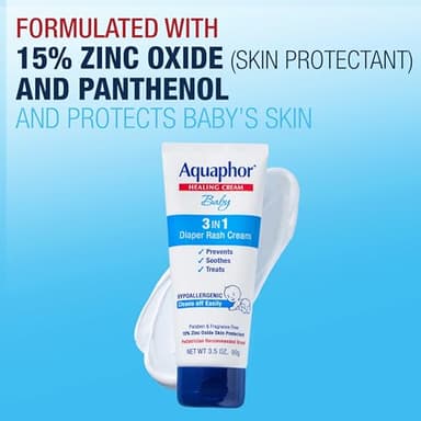 Aquaphor Baby Diaper Rash Cream, 3-in-1 Diaper Rash Relief, 3.5 Oz Tube, (Pack of 3) - Image 3