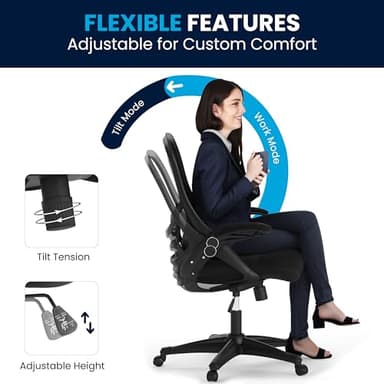 Flash Furniture Porter High Back Black Mesh Ergonomic Swivel Office Chair with Black Frame and Flip-up Arms - Image 11