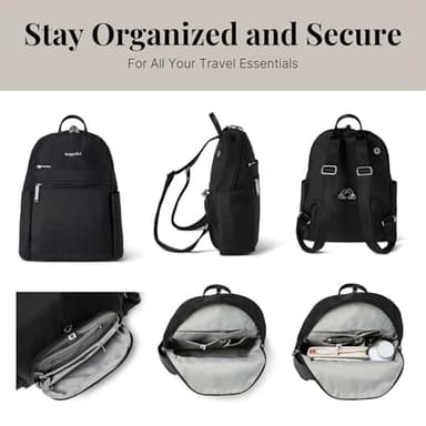 Securtex® Anti-theft Vacation Travel Backpack 10x13" Slash-Resistant Nylon Daypack w/RFID, Black - Image 5