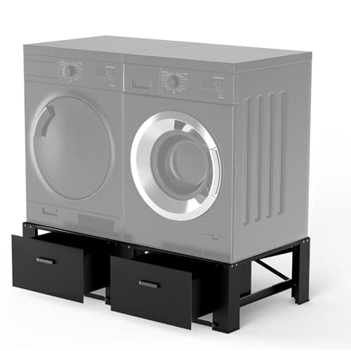 MATALDE 29" Washer Dryer Pedestal with Drawer - 2 Pack Laundry Pedestals for Washer and Dryer Stand, Steel Washing Machine Stand Raiser, 14.3'' Height Black - Image 1