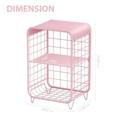 APEXCHASER Cute Kids Pink Nightstand,Metal Side Table,3 Tier End Table with Storage,Vintage Bedside Table,Girls Bedroom Furniture for Living Room,Bedroom,Dorm - Image 3