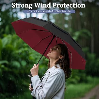 Yoobure Double Vented Canopy Travel Umbrella, Automatic Umbrellas for Rain - Windproof UV Sun Protection Compact Umbrella for Car/Walking/Backpack, Lightweight Large Auto Open Close - Image 4