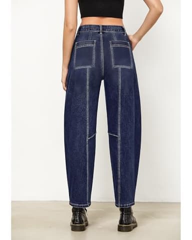 GRAPENT Womens Barrel Jeans High Waisted Womens Boyfriend Jeans Ankle Pants Nightfall Blue Size Small US 4 to 6 - Image 3