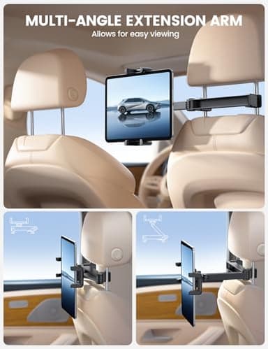 Lamicall Car Headrest Tablet Holder - [Lockable] [Thick Case Friendly] [Foldable Clip] Car Backseat Tablet Mount, Car Accessories for Kids, for iPad Pro, Air, Mini, Galaxy, Fire HD, 4.7-13" Tablets - Image 3