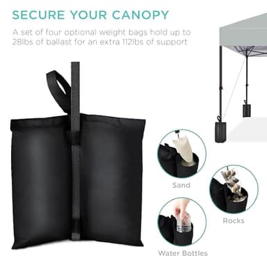 Best Choice Products 10x10ft 1-Person Setup Pop Up Canopy Tent Instant Portable Shelter w/ 1-Button Push, Case, 4 Weight Bags - Silver - Image 7