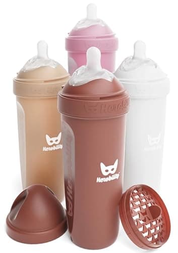 Herobility Double Anti-Colic Baby Bottles – 12 fl oz/340ml – 4-Pack – Multicolor – Sand, Woodchuck, Pink, White - Image 1