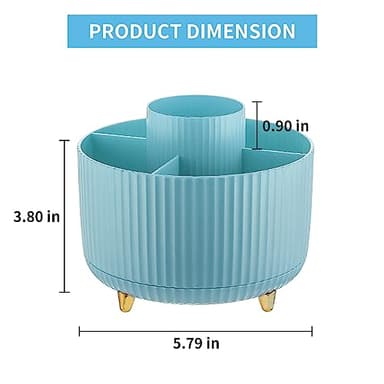 Marbrasse Desk Organizer, 360-Degree Rotating Pen Holder, Desk Organizers and Accessories with 5 Compartments Pencil Holder, Art Supply Storage Box Caddy for Office, Home（Light Blue） - Image 5