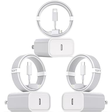 10Foot Fast iPhone Charging Cable,3-Pack Super Fast i Phone Charger USB C Charging Block Wall Charger PD Adapter with 10FT Type C to Lightning Cable Cord for iPhone 14/13/12/11ProMax/XS Max/XS/XR/8/SE - Image 1