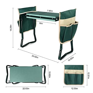 KVR Upgraded Garden Kneeler and Seat with Thicken & Widen Soft Kneeling Pad,Heavy Duty Foldable Gardener Stool with 2 Tool Pouches,Gardening Gifts for Women Mom Men Seniors¡­… - Image 3