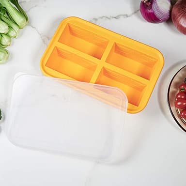 Bangp 1-Cup Silicone Freezer Trays with Lid,2 Pack,Easy-Release Silicone Freezing Tray for Soup Ice Cubes,Soup Freezer Molds,Freeze & Store Broth,Sauce,Leftovers - Makes 8 Perfect 1 Cup Portions - Image 2