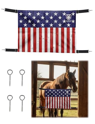 Harrison Howard Horse Stall Guard with Adjustable Straps and Sturdy Spring Hooks Included Aisle Guard Stall Guard for Horses,US Flag - Image 1