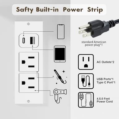 YESHOMY Vanity Desk with Mirror, Power Outlet and 10 Lights, Makeup Table with 7 Drawers, 3 Color Modes Available for Bedroom, Pure White - Image 9
