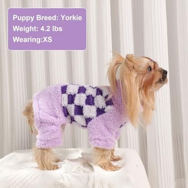 Dog Pajamas Pjs Fleece Dog Sweater Cute Puppy Clothes for Small Dogs Chihuahua Yorkie Clothes Girl Boy Warm Pullover Doggie Outfit Cat Sweater (Square Purple, XX-Small) - Image 3