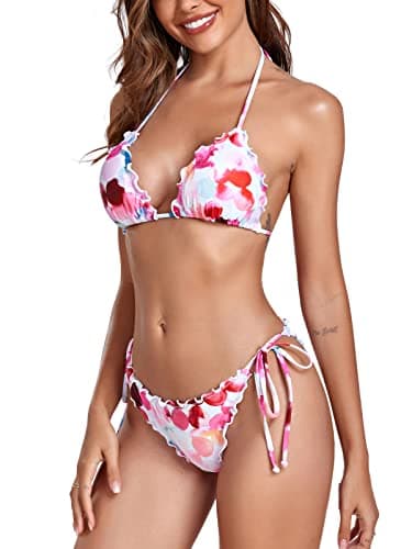 RELLECIGA Women's Colorful Polka Dot2 Wavy Triangle Bikini Set Brazilian Swimwear Size X-Large - Image 4