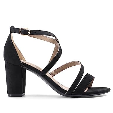 DREAM PAIRS Women’s Ankle Strap Dress Pump Low Chunky Heel Sandals,Size 9,Black/Suede,MADISON - Image 7
