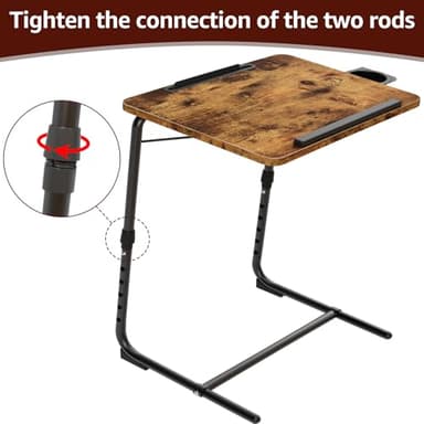Folding TV Tray Adjustable Dinner - Trays for Eating On Couch Wooden Tables Mate Stand Foldable Desk with Cup Holder Portable - Image 9