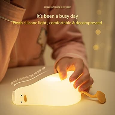 MUID Benson Lying Flat Duck Night Light, LED Squishy Duck Lamp, Cute Light Up Duck, Silicone Dimmable Nursery Nightlight, Rechargeable Bedside Touch Lamp for Breastfeeding, Finn The Duck. - Image 5