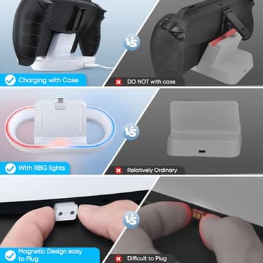 FASTSNAIL Charging Stand for PS Portal Compatible with Hard/Soft Cover, RGB Charge Station for TPU/EVA/Silicone Protective Case When Charging, Charge Holder for PlayStation 5 Portal (White) - Image 3