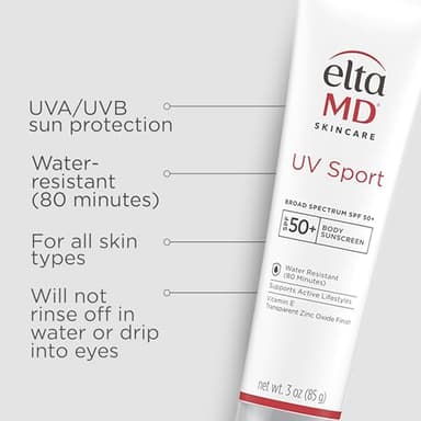 EltaMD UV Sport Sunscreen Lotion SPF 50 - Face and Body Sunscreen SPF 50, Water & Sweat Resistant, Zinc Oxide Formula for Active Lifestyles, 3 oz - Image 2