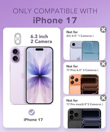 BERFY for iPhone 17 Case for Women, Clear Glitter Shockproof Protective Case, Anti-Yellowing, with Screen Protector & Camera Lens Protector 6.3", Sparkle Clear - Image 9