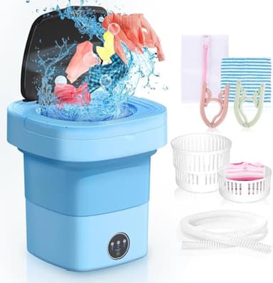 Portable Washing Machine with 3 Intelligent Cleaning Modes, 11L Mini Washer with Foldable Design, Mini Folding Washing for Travel, Camping, Apartment, Dorm, Baby Clothes, Socks and Underwear - Image 1