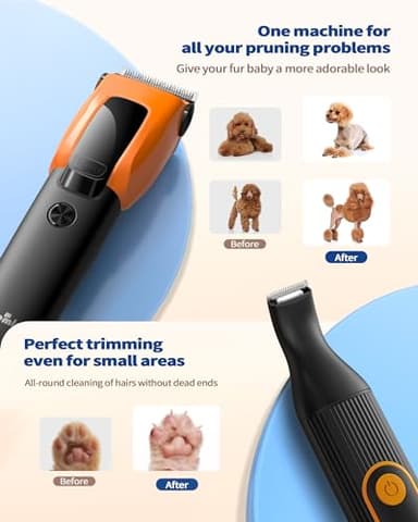 PAPMINI Dog & Cat Grooming Kit for Thick Coats, Heavy Duty Rechargeable Trimmer with LED Display & Storage Bag (Orange, 2 in 1) - Image 5