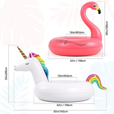 Inflatable Unicorn Flamingo Pool Floats - Jasonwell 2 Pack Pool Floaties Inflatables Rafts for Swimming Pool Tubes for Floating Lake Beach Floaty Swim Rings Pool Party Toys for Adults Kids - Image 7