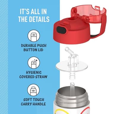 THERMOS FUNTAINER Water Bottle with Straw - 12 Ounce - Kids Stainless Steel Vacuum Insulated Water Bottle with Lid, Pokémon - Image 7