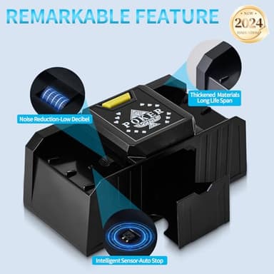FEIERYA Quiet Automatic Card Shuffler 2 Deck,USB/Battery Operated Electric UNO Poker Shuffler,Playing Card Shuffler for Home Card Game,Travel - Image 3