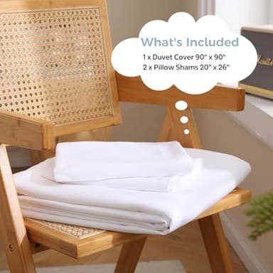 JSD White Duvet Cover Set Queen Size, 3 Piece Duvet Cover with Pillow Shams, Soft Brushed Microfiber Zipper Closure, Comforter Not Included - Image 2