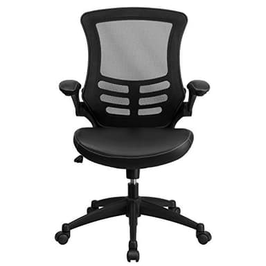 Flash Furniture Kelista Mid-Back Swivel Office Chair with Adjustable Seat Height, Ergonomic Mesh Desk Chair with LeatherSoft Seat, Black - Image 15