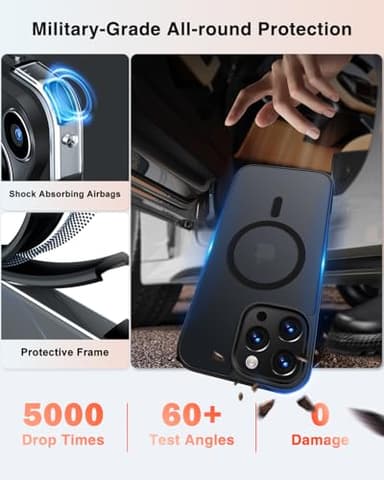 [4 in 1] Magnetic for iPhone 16 Pro Max Case, 2 Pics Privacy Screen Protectors and 1 Pic Camera Protector, Fit for MagSafe, Military Grade Shockproof Translucent Matte 16 Pro Max Cover 6.9", Black - Image 4