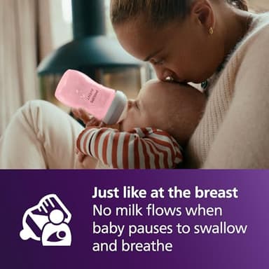 Philips Avent Natural Baby Bottles with Natural Response Nipples (Medium Flow, Flow 3), 9oz, Pink, 4-Pack, SCY903/14 - Image 4