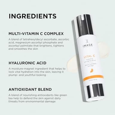 IMAGE Skincare, VITAL C Hydrating Face Serum, with Vitamin C and Hyaluronic Acid, to Brighten, Tone and Smooth Appearance of Wrinkles, 1.7 fl oz - Image 3