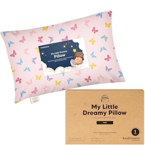 Mini Toddler Pillow with Pillowcase - 9x13 My Little Dreamy Travel Kids Pillow for Sleeping, Toddler Bed, Small, Tiny, Organic Cotton Pillowcase, Soft & Breathable, Kids 2-4 Years Old (Flutter) - Image 1