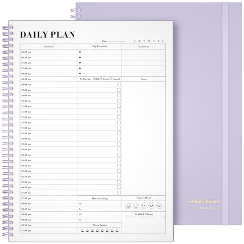 Planner Undated, Asten Daily Planner Agenda with To Do List, Hourly Planner for Women and Men, Spiral Appointment Book Planner Notebook with Elastic Closure, Day Planner for ADHD 8.5" x 11" (Purple) - Image 1