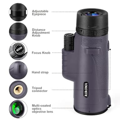40X60 Monocular Telescope with Smartphone Holder & Tripod, Power Prism Compact Monoculars for Adults Kids, HD Monocular Scope for Bird Watching Hiking Concert Travelling Purple - Image 2