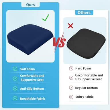 TranquilRelax Large Seat Cushion, Memory Foam Cushion for Long Sitting Hours on Office Chair, Home & Car, Non-Slip Chair Pad for Relieving Back & Sciatica & Hip & Coccyx Pain (Blue) - Image 4